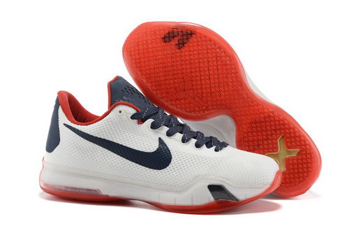 Mens Nike Kobe 10 Navy Blue White Red Shoes Korea